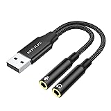 NOSTALSIC USB オーディオ 変換アダプタ ケーブル USB2.0 to 3.5mm 外付け サウンドカード DAC搭載 24bit/96KHz対応 3極(TRS)専用 Windows/Mac OS/PS4/PS5/Linux/Chromebook等対応