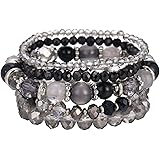 Noessla Beaded Boho Stretch Bracelet Colorful Stackable Crystal Beads Bracelets Trendy Costume Jewelry Mothers Day Gifts for 