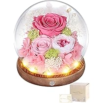 Amazon｜プリザーブドフラワー ガラスドーム 母の日 ピンク 枯れない花