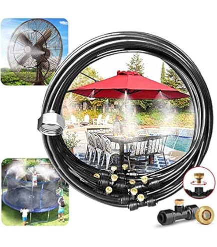 50ft Outdoor Misting System Kit - Patio Cooling With Brass Nozzles & T-Joints