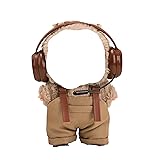 AXLUCE ぬいぐるみ 服 16cm オーバーオール ヘッドフォン (ブラウン)