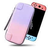 ニンテンドースイッチ キャリング SWITCH OLED 対応 薄型 収納バッグ ポータブル ハードケース コントローラー 保護カバー ゲームカード収納 軽量【Switch/Switch 有機ELモテル対応】 (ピンクパープル)