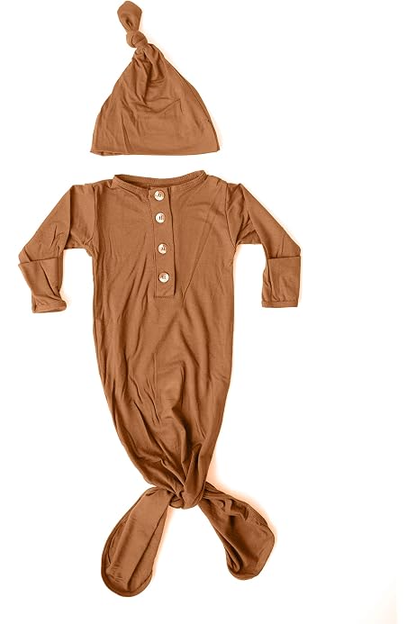 Newborn Knotted Baby Gown and Hat Set 