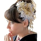 [SOUBIEN] (ソウビエン) 髪飾り 成人式 卒業式 2点セット 花 薔薇 チュールレース ラメ ブラ 卒業式 袴 浴衣 夏着物 和装