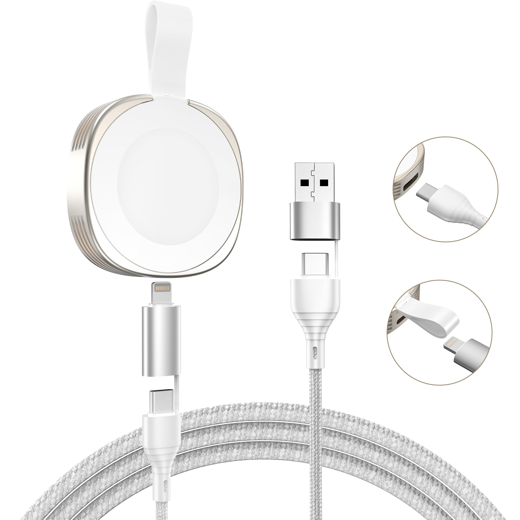 【58%OFF】【699円】 SCICOEEN 3in1 ケーブル付属(Type-A・Type-C・Lightning) 磁気吸着 アップルウォッチ充電器