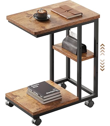 移動も楽々 キャスター付き アンティーク サイドテーブル コの字 Amazon｜ZXD サイドテーブル ワゴン キャスター付きコの字型デザイン