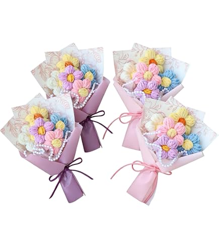 Amazon.co.jp: ミニ かぎ針編みの花束 4本セット 編み物 花束 ミニ
