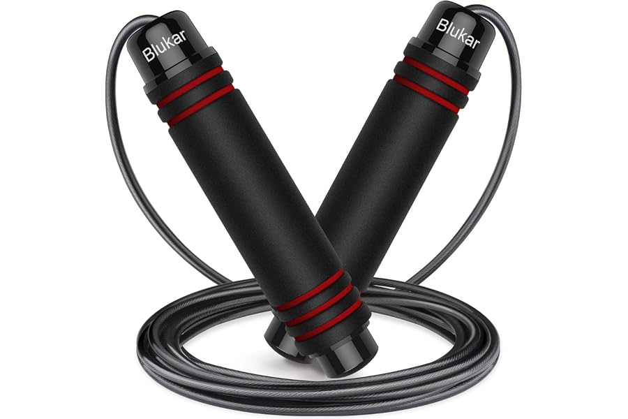 Blukar Skipping Rope, Speed Jump Rope Tangle-Free Adjustable Cord | Rapid Ball Bearings & Soft Foam Handle for Fitness Workou
