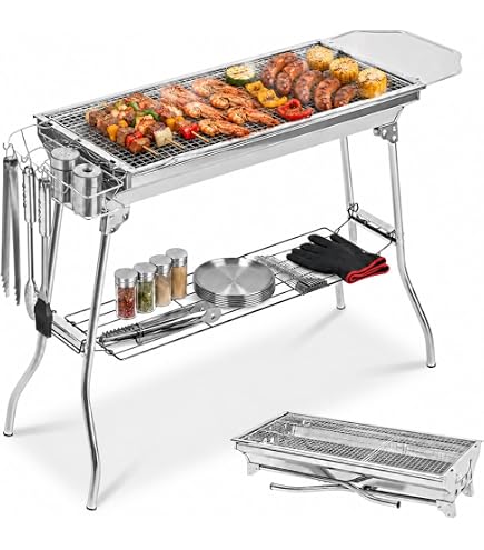 Amazon.co.jp: バーベキューコンロ 2か所同時に焼き分け可能 温度計