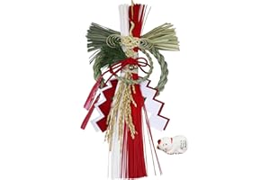 大阪長生堂 正月飾り 玄関 しめ縄 注連縄 モダン おしゃれ リース しめ飾り フック付き 縦約40cm 天鶴 招き猫箸置き特典付