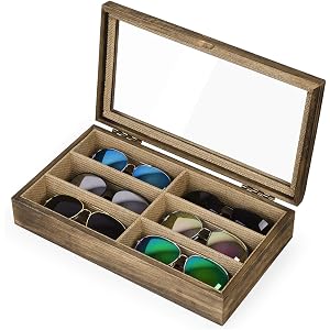 SRIWATANA サングラス収納ケース メガネ収納ボックス コレクションケース ジュエリー収納 6本用 小物アクセサリ収納整理 眼鏡ケース
