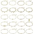 KOHOTA 20Pcs Ankle Bracelets for Women Silver Gold Anklet Set Boho Anklets Bracelets Layered Adjustable Chain Beach Barefoot 