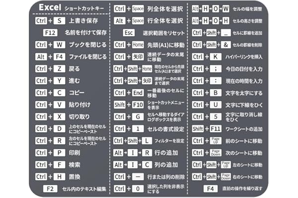 ZI:L（ジール） Excel ショートカットキー シール 日本語 一覧 エクセル ステッカー (ダークグレー)