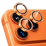 Podick レンズカバー iPhone17 Pro/17 Pro Max用 カメラフィルム キラキラ 9H強化ガラス アルミ合金 耐衝撃 いphone17pro/17pro max カメラ保護 高透過率 キズ防止 露出オーバー防止 全面保護 気泡ゼロ 指紋防止 貼り付け簡単 アイフォン17プロ/17プロマックス 対応 独立型レンズプロテクター (17Pro/Max,オレンジ)
