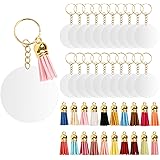 VEOWO アクリルブランクキーチェーン 80個 アクリルブランクキーチェーンバルク アクリルブランク20個 キーチェーンタッセル 20個 キーリング20個 ジャンプリング20個 DIYクラフトジュエリー用 (金色)