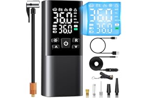 Leacco Electric Air Pump for Bicycles - Bike and Car Compatible with Presta/English/Schrader Valves - Max Pressure 150 PSI - High-Speed Filling - Automatic Stop - 6000 mAh Large Capacity Battery