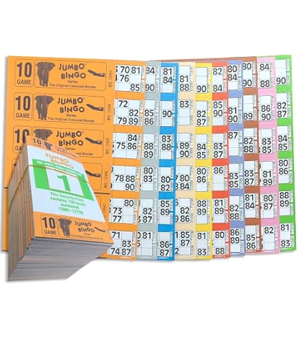 750 Tickets De Bingo Jumbo – 125 Bandes De 6 Carnets – Format 6 Pages – Numéros 1-90 En Gras – Vérifiables En Ligne