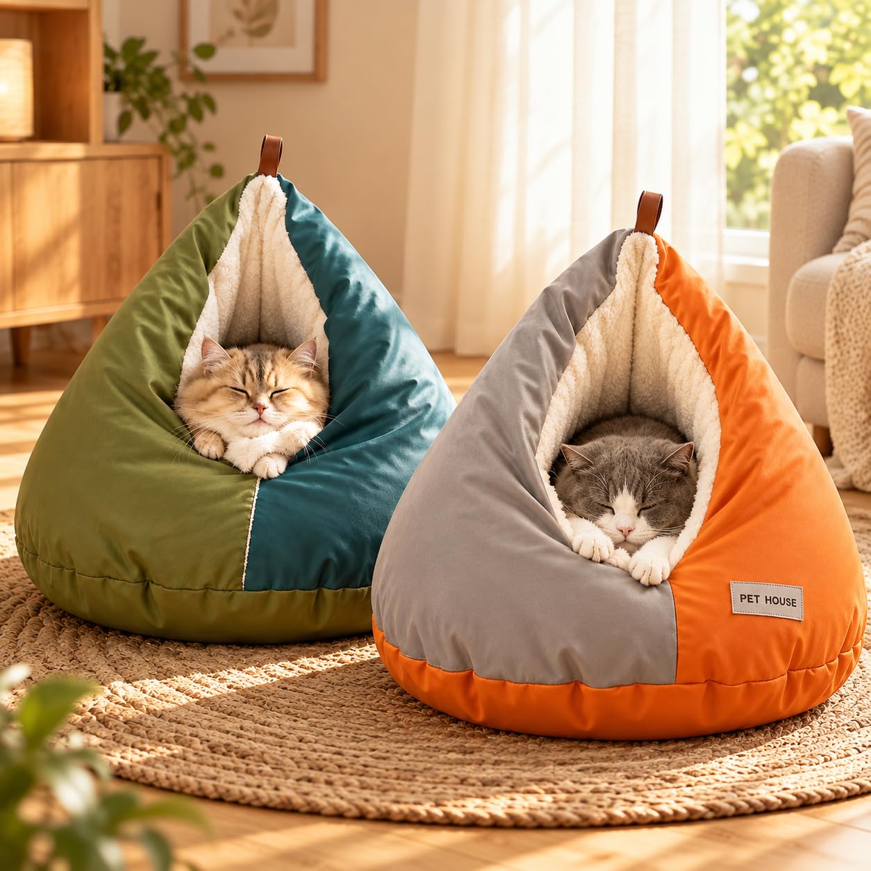 冬用あったか猫ハウス寝袋 猫 ベッド ドーム ペットベッド ドーム 鶏のお尻型 クリスマス クッション ペットマット 猫寝床 | ポップコーン生地 保温設計 三角ドーム構造 10kg 以内対応 寒さ対策 隠れ家 リラックス 休息 子猫 成猫 シニア