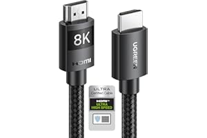 UGREEN 8K@60Hz Certified HDMI 2.1 Cable 1M Ultra Speed 10K 60Hz 4K 240Hz Braided Cord Support 48Gbps Dynamic HDR eARC Dolby Atmos HDCP Compatible with PS5 PS4 Xbox Roku TV HDTV Blu-ray Projector