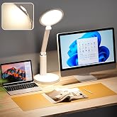 LED Desk Lamp for Home Office, Eye-Caring Foldable Table Lamp, 5 Modes Dimmable Bedside Lamp with Timer, 3800K Reading Light,