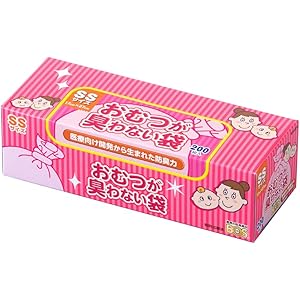 驚異の防臭袋 BOS (ボス) おむつが臭わない袋 赤ちゃん用 おむつ 処理袋 【袋カラー:ピンク】 (SSサイズ 20…