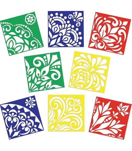 MustHaves Wooden Rangoli Stencils Set For Diwali - 4 Pack, 6x6 Inch Reusable Stencils For Floor Decoration