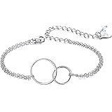 EVER FAITH 925 Sterling Silver Jewelry Gift Two Interlocking Infinity Double Circles Sister Mother Daughter Friendship Bracel