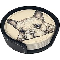 Amazon｜フレンチ・ブルドッグ 可愛い 犬柄 レザー コースター