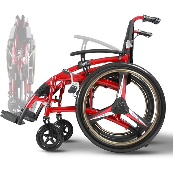 Amazon.co.jp: 赤い車椅子軽量折りたたみスポーツ車椅子、アルミ合金