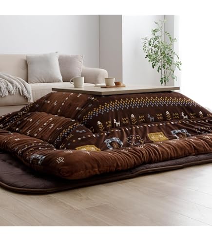 Amazon.co.jp: 昭和レトロ コタツ上掛カバー ニット 格子柄 こたつ布団