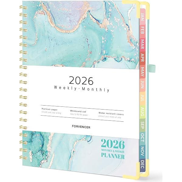 Forvencer 2025 Planner – Hardcover Weekly & Monthly Planner, Jan-Dec 2025, 6" X 8", Spiral Bound With Tabs, Inner Pocket, A5 Size, Black