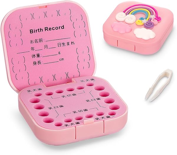 Tubbi Tooth Case Japanese Version, Tooth Box, Milk Tooth Storage Case, Milk Tooth Holder, Milk Tooth Case for Storing Children's Milk Teeth, Name and Date of Extraction Recordable, Suitable for Girls - 1