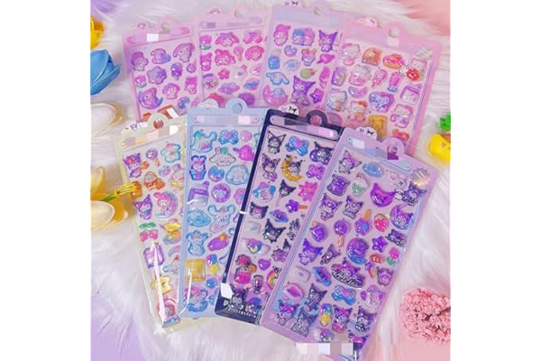 YAYAMIYA シール 3D 立体 ボンボン ドロップ シール 8 枚セット 夜光 ぷくぷくぷっくり 可愛い キラキラ光る ごほうび 女の子向け デコ DIY 用 手帳用 日記帳用 スマホケース装飾 携帯電話飾り 貼り付け可能 手芸用品 子供贈り物