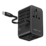 【70W USB-Cケーブル内蔵】MOMAX 変換プラグ PD 70W GaN 急速充電 タイプCケーブル内蔵 海外変換プラグ 5台同時充電 2*USB-C PD & 2*USB-A QC &1*ACコンセント 海外用コンセント 全世界対応 C/BF/O/Aタイプ マルチ変換プラグ ヨーロッパ/韓国/イギリス/アメリカ/オーストラリアなど 便利グッズ パソコンに対応 vision pro