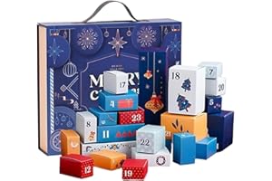 空のカウントダウンカレンダー箱 | 24日間のクリスマスカウントダウンカレンダーボックス,多機能スナックコンテナー 冬のホリデーシーズン リビングルーム ベッドルーム デコレーション用