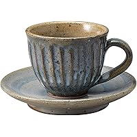 丸伊製陶 カップ_ソーサー 青 180 信楽焼 へちもん カップ&ソーサー 青萩彫柄 3-3265