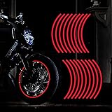 TOMALL 17インチ反射ホイールリムストライプステッカーオートバイホイールカーサイクリングバイク自転車夜間反射安全装飾ストライプユニバーサルリム反射ステッカー（レッド）