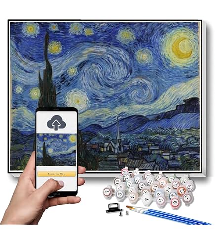 Amazon.co.jp: DIY 数字油絵 ゴッホの絵画「星月夜」 数字塗り絵 大人