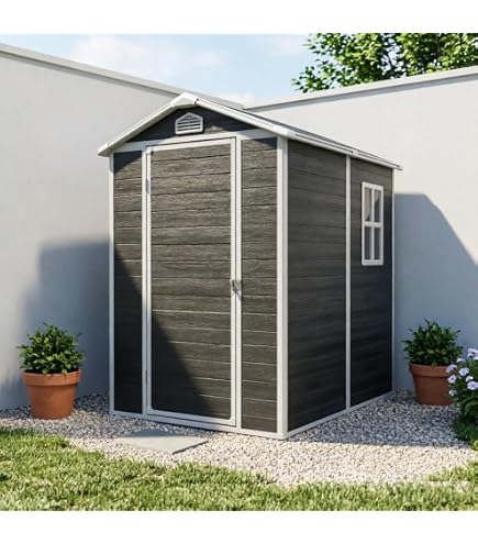 Amazon | 樹脂製 物置 屋外 大型 戸外収納庫 幅132*奥行き254*高187 床