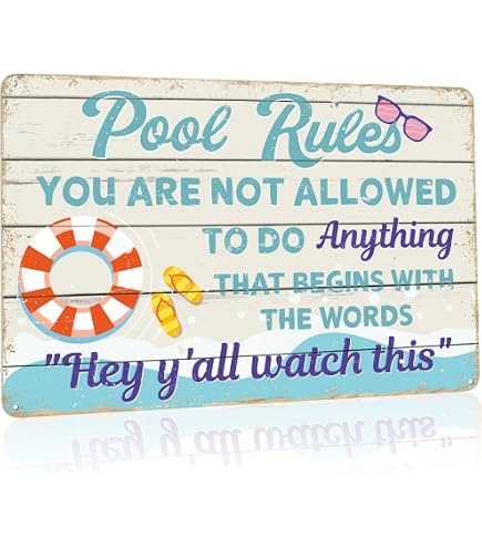 Cartello Metallico Umoristico Per Piscina: 'Welcome To Our Ool' 20x30 Cm, Decorazione Da Parete Vintage