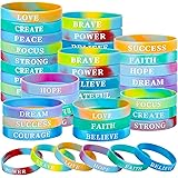 Motivational Silicone Bracelets Inspirational Quote Rubber Wristbands Rainbow Color Silicone Pride Bracelets Stretch Wristban