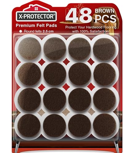 Magic Sliders Ultra Heavy-Duty Felt Pads – 1.5 Inch Round Self-Stick Furniture Pads, Brown