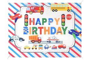 WEALLIN 誕生日 タペストリー バースデー タペストリー 誕生日 飾り付け 男の子 働く車 誕生日 フォトポスター 乗り物 誕生日 飾り付け シンプル バースデー 飾り 壁掛け Happy Birthday おしゃれ おうちスタジオ（乗り物タペ