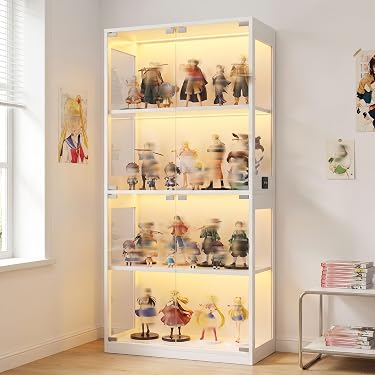 ガラス扉付き 大型ディスプレイラック コレクションキャビネット ホワイト Amazon.co.jp 最新リリース: ガラスディスプレイキャビネット の新着