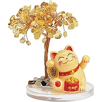 天然シトリン幸福を呼ぶ招き猫置物 楽天市場】玄関置物 招き猫 招財樹 財福の樹 置物 寝ている猫