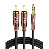 UGREEN 3.5mm to 2RCA オーディオケーブル ステレオミニプラグ 3.5mmオス - 2RCAオス 高耐久性構造 スマホ パソコン テレビ 車などに対応 2M