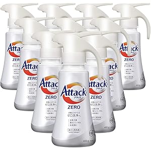 【ケース販売】アタック ZERO(ゼロ) 洗濯洗剤 液体 ワンハンドプッシュ 本体 400g×10個 (衣類よみがえる…