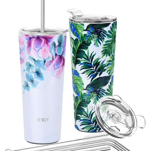 Stainless Steel Vacuum Insulated Tumbler - THILY 26 oz Triple-Insulated Travel Mug with Splash-Proof Lid, for Iced Coffee and