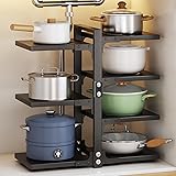 Pot Rack Organizers：CASONNIK 7-Tier Adjustable Heavy Duty Pan Organizer Rack for Cabinet ，Multiple Use Modes，Pot Rack & Pan R