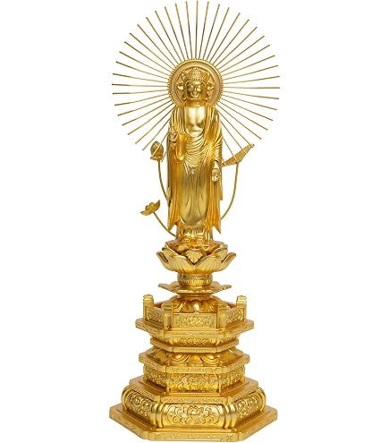 Amazon｜仏像 阿弥陀如来 御西用23.5cm(金メッキ/24金) 仏師：牧田秀雲
